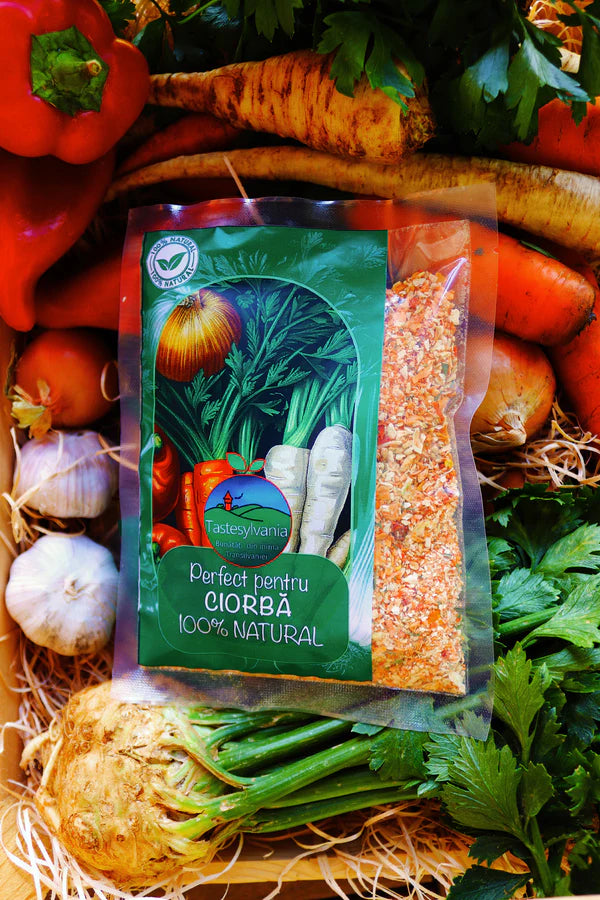 Mix de legume pentru ciorbă 100% natural (țelină, păstârnac, morcov, ceapă, ardei kapia) 100g